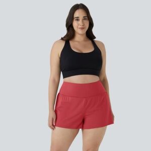 NWT Halara SoftlyZero Airy Super High Waisted Cool Touch Shorts w Pockets  RED